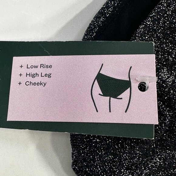 Wild Fable Women's Size XL 16 Swim Bikini Bottom Black Silver Metallic New - Picture 5 of 10